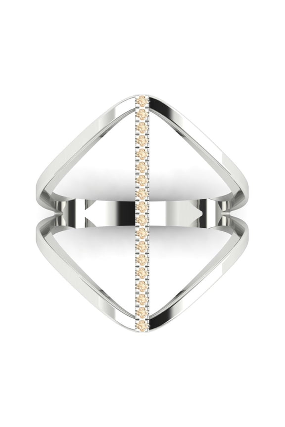 Statement Engagement Ring for Women - 0.09ct Natural Morganite in 18K White Gold Promise Ring