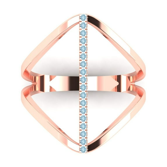 Statement Engagement Ring for Women - 0.09ct Natural Sky Blue Topaz in 14K Rose Gold Promise Ring