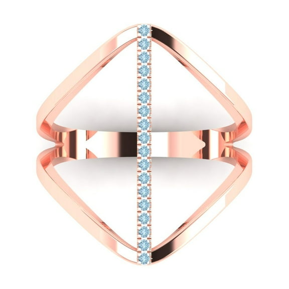 Statement Engagement Ring for Women - 0.09ct Natural Swiss Blue Topaz in 14K Rose Gold Promise Ring