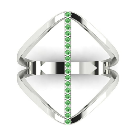 Statement Engagement Ring for Women - 0.09ct Simulated Green Diamond in 14K White Gold Promise Ring