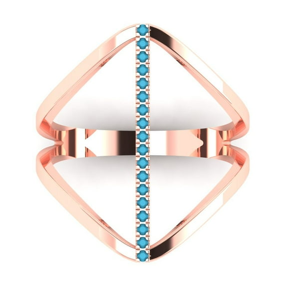 Statement Engagement Ring for Women - 0.09ct Simulated Turquoise in 14K Rose Gold Promise Ring