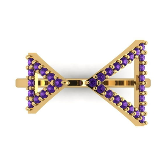 Statement Engagement Ring for Women - 0.2475ct Natural Amethyst in 14K Yellow Gold Promise Ring