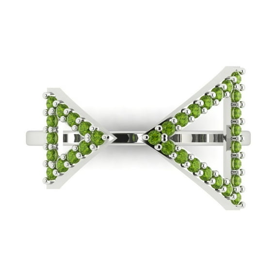 Statement Engagement Ring for Women - 0.2475ct Natural Peridot in 14K White Gold Promise Ring