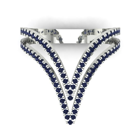 Statement Engagement Ring for Women - 0.525ct Simulated Blue Sapphire in 18K White Gold Promise Ring