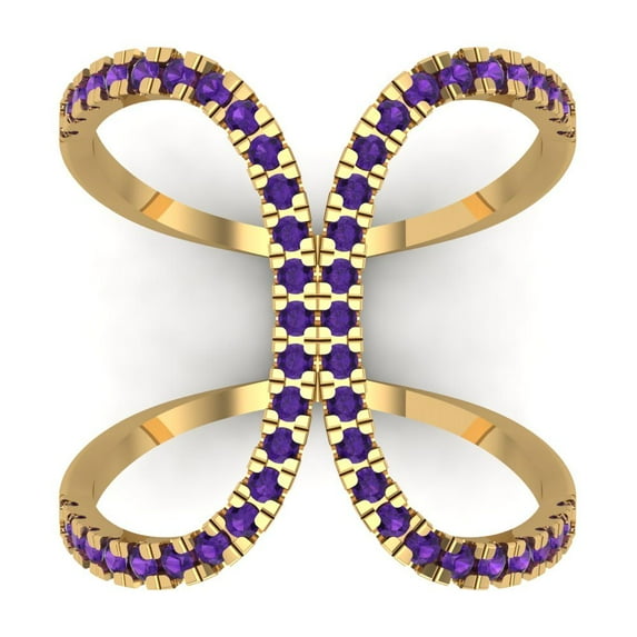 Statement Engagement Ring for Women - 0.5ct Natural Amethyst in 14K Yellow Gold Promise Ring