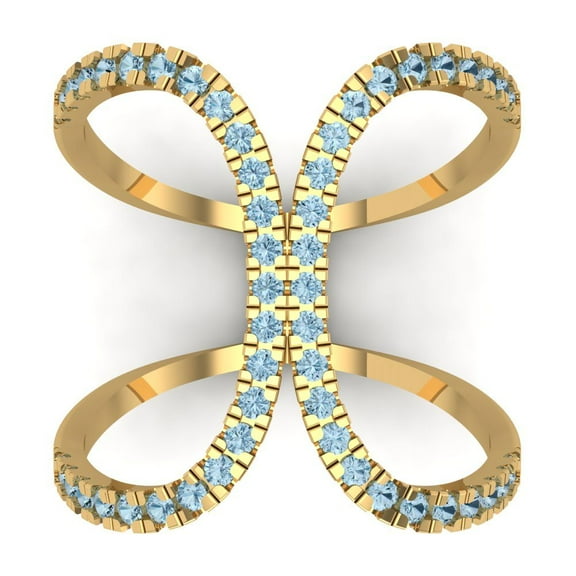 Statement Engagement Ring for Women - 0.5ct Natural Aquamarine in 14K Yellow Gold Promise Ring
