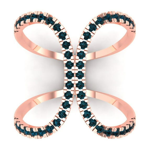 Statement Engagement Ring for Women - 0.5ct Natural London Blue Topaz in 14K Rose Gold Promise Ring