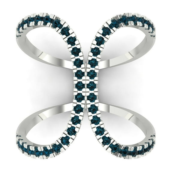 Statement Engagement Ring for Women - 0.5ct Natural London Blue Topaz in 14K White Gold Promise Ring