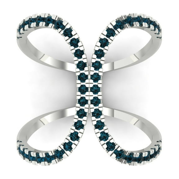 Statement Engagement Ring for Women - 0.5ct Natural London Blue Topaz in 18K White Gold Promise Ring