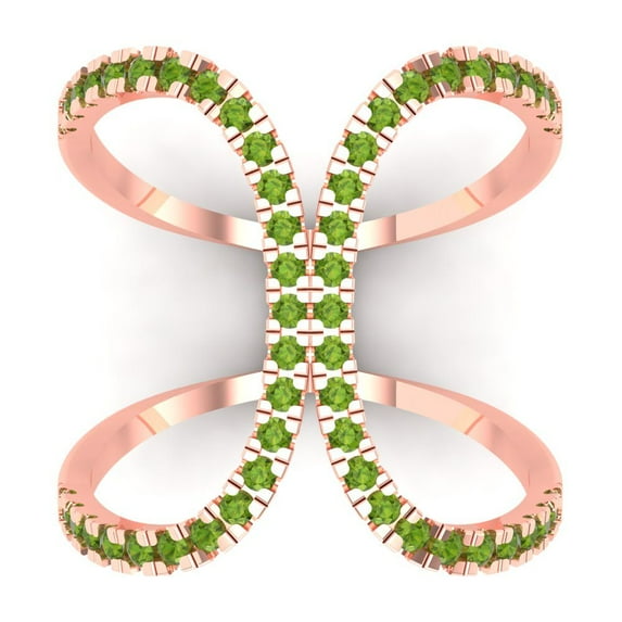 Statement Engagement Ring for Women - 0.5ct Natural Peridot in 14K Rose Gold Promise Ring