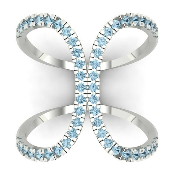 Statement Engagement Ring for Women - 0.5ct Natural Swiss Blue Topaz in 14K White Gold Promise Ring