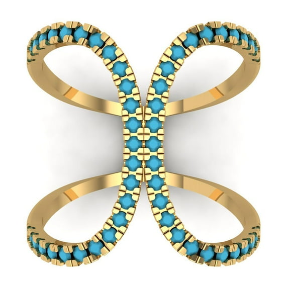 Statement Engagement Ring for Women - 0.5ct Simulated Turquoise in 14K Yellow Gold Promise Ring