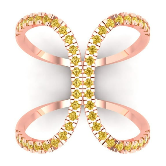 Statement Engagement Ring for Women - 0.5ct Simulated Yellow Diamond in 14K Rose Gold Promise Ring