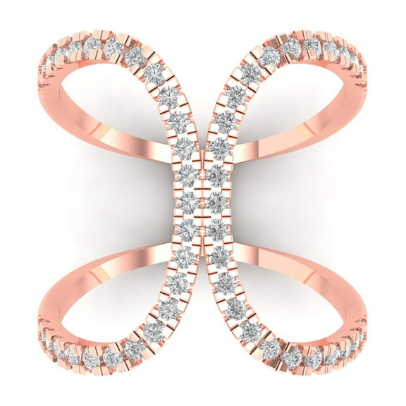 Statement Engagement Ring for Women - 0.5ct White Sapphire in 14K Rose Gold Promise Ring