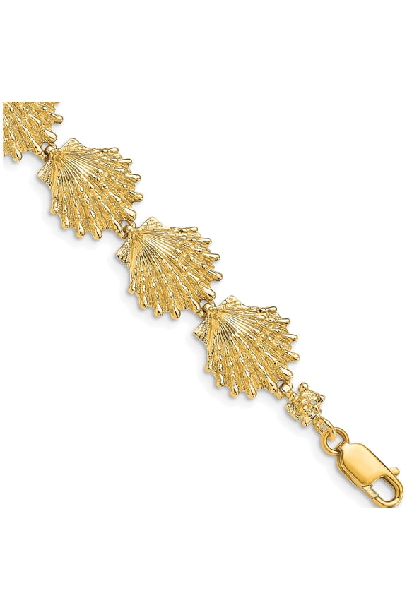 Statement Exquisite Refined 14k Lion's Paw Shell Bracelet Radiant Lustrous Artisan