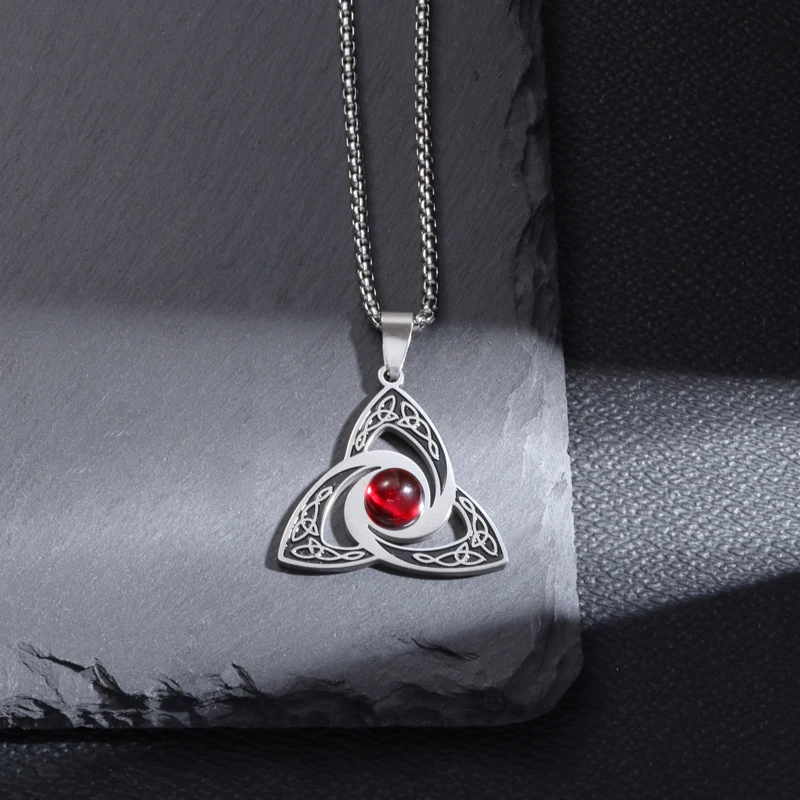 Witch's Knot Layered Necklace - Stainless Steel Celtic Symbol Pendant, Double Layer Pagan Jewelry