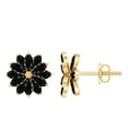 thumbnail image 1 of Rosec Jewels Statement Floral Stud Earrings with Black Onyx for Women - AAA Quality, 14K Yellow Gold, 1 of 8