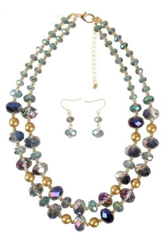 Statement Garnet Grey Crystals Beaded Collar Necklace, 18-Inch Long With 1.5-Inches Extender