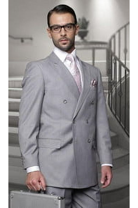 Statement Gray Italian Wool Double Breasted Suit TZD-100