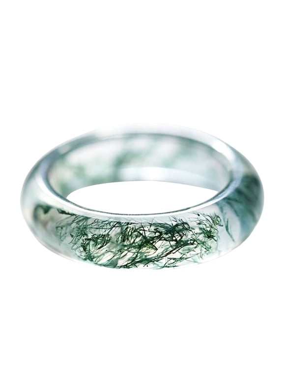 Statement Healing Jewelry Moss Agate Ring, Genuine Natural Solid Gemstone Comfort Fit Eco Band for Men and Women