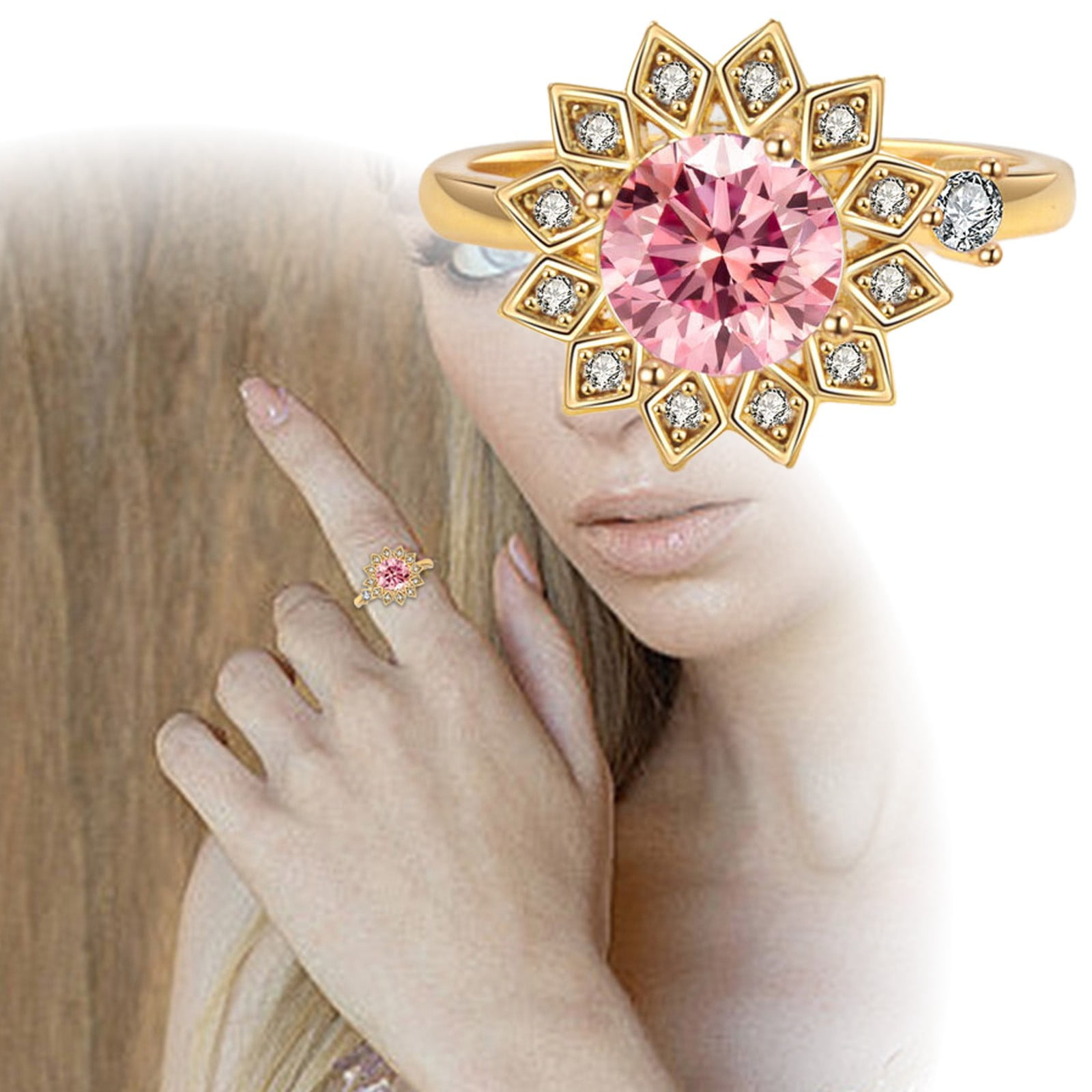 Statement Heart Ring Unzip Rotating Ring Female Rotating Sunflower