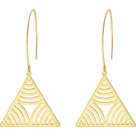 Statement Long Gold Circle Simicircle Ball Dangling Earrings For Women Lightweight Circle Disc Coin Geometric Flat Brushed 18K Gold Plated Drop Dangle Hanging Hoop Earrings For Women Gift Fo[Z3537]