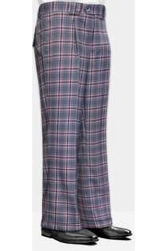 Statement Mens Charcoal Plaid Wool Wide Leg Pants WP-102