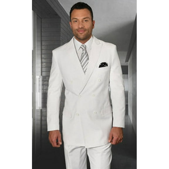 Statement Mens Double Breasted White Wool Suits TZD-100