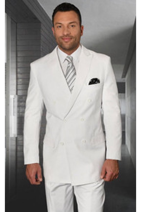 Statement Mens Double Breasted White Wool Suits TZD-100