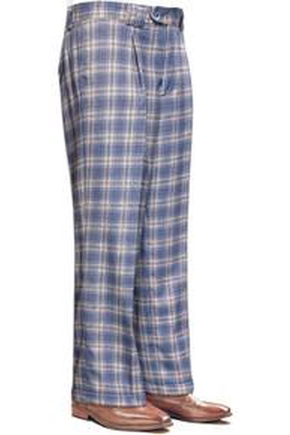 Statement Mens Wool Plaid Grey Wide Leg Pants WP-102