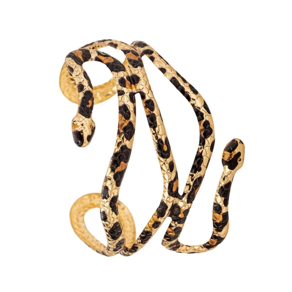 Statement Metal Cuff Snake Adjustable Leopard Print Opening Bangle Party Wear Body Jewelry for Trendsetters