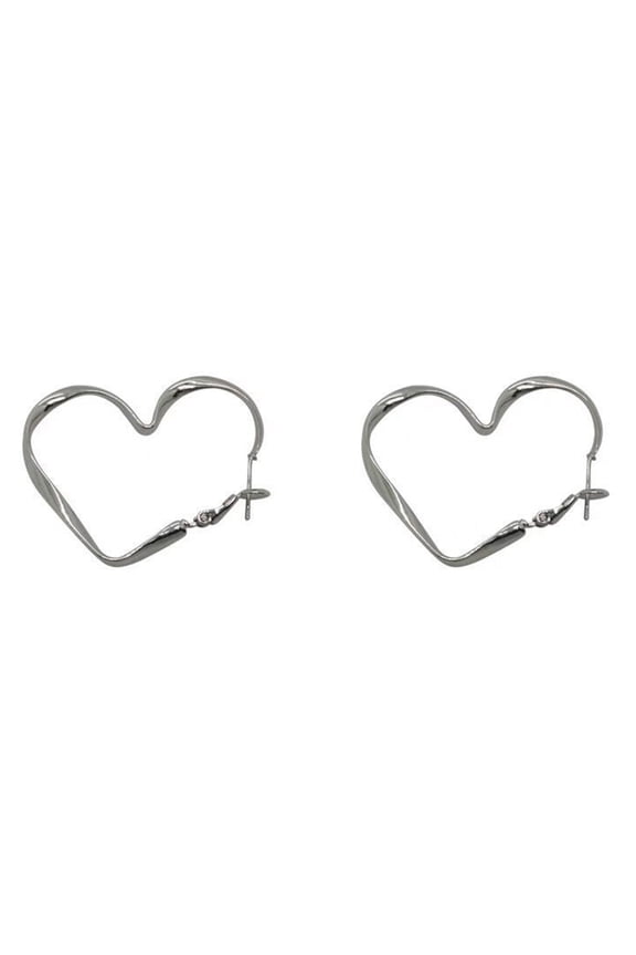 Statement Minimalist Gold Silver Color Big Hollow Heart Pendant Hoop Earring Street Korean Fashion Jewelry