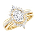 thumbnail image 1 of Rosec Jewels Statement Moissanite Bridal Ring Set for Women - 6x8 mm - 1 Ct - D-VS1 Quality, 10K Yellow Gold, US 11.50, 1 of 9