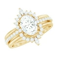 thumbnail image 1 of Rosec Jewels Statement Moissanite Bridal Ring Set for Women - 6x8 mm - 1 Ct - D-VS1 Quality, 18K Yellow Gold, US 9.50, 1 of 9