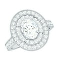 thumbnail image 1 of Rosec Jewels Certified Moissanite Oval Engagement Ring 1 Ct - 6X8 mm - Double Halo Statement Ring - D-VS1 Grade, 10K White Gold, US 4.00, 1 of 8