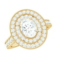 thumbnail image 1 of Rosec Jewels Certified Moissanite Oval Engagement Ring 1 Ct - 6X8 mm - Double Halo Statement Ring - D-VS1 Grade, 10K Yellow Gold, US 5.50, 1 of 8