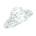 thumbnail image 1 of Rosec Jewels Certified Moissanite Oval Engagement Ring 2 Ct - 7X9 mm - Solitaire Statement Ring - D-VS1 Grade, 10K White Gold, US 5.50, 1 of 8