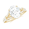 thumbnail image 1 of Rosec Jewels Certified Moissanite Oval Engagement Ring 2 Ct - 7X9 mm - Solitaire Statement Ring - D-VS1 Grade, 18K Yellow Gold, US 3.00, 1 of 8