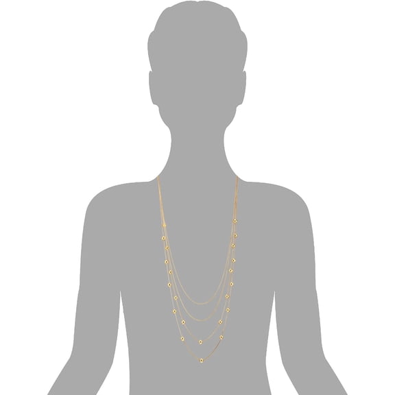Statement Necklace Waterfall Multi-Strand Layered Long Chains With Ball Charm Pendant[o4175]