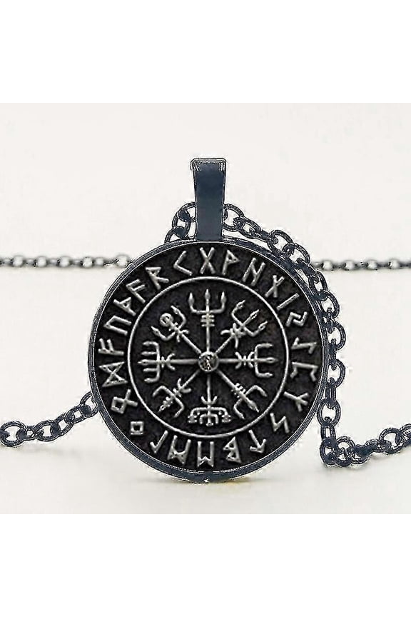 Statement New Vegvisir Viking Compass Pendant Jewelry Glass Cabochon Necklace Men And Women Clothing Accessories