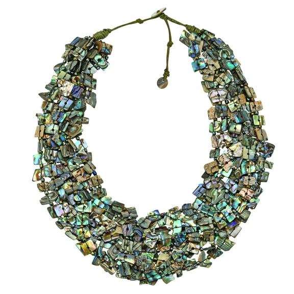 Statement Peacock Abalone Shell Shards Multi-Stand Layered Necklace for Women Anniversary Jewelry Gift