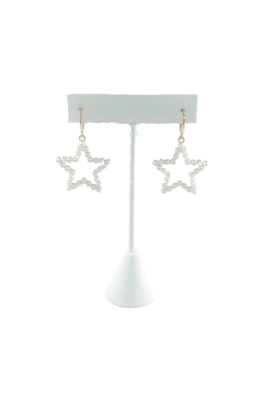 Statement Pearl Star Earrings white