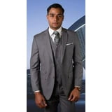 Statement Pure Wool Tailored Fit 3 Piece Suit Gray STZV-101 - Walmart.com