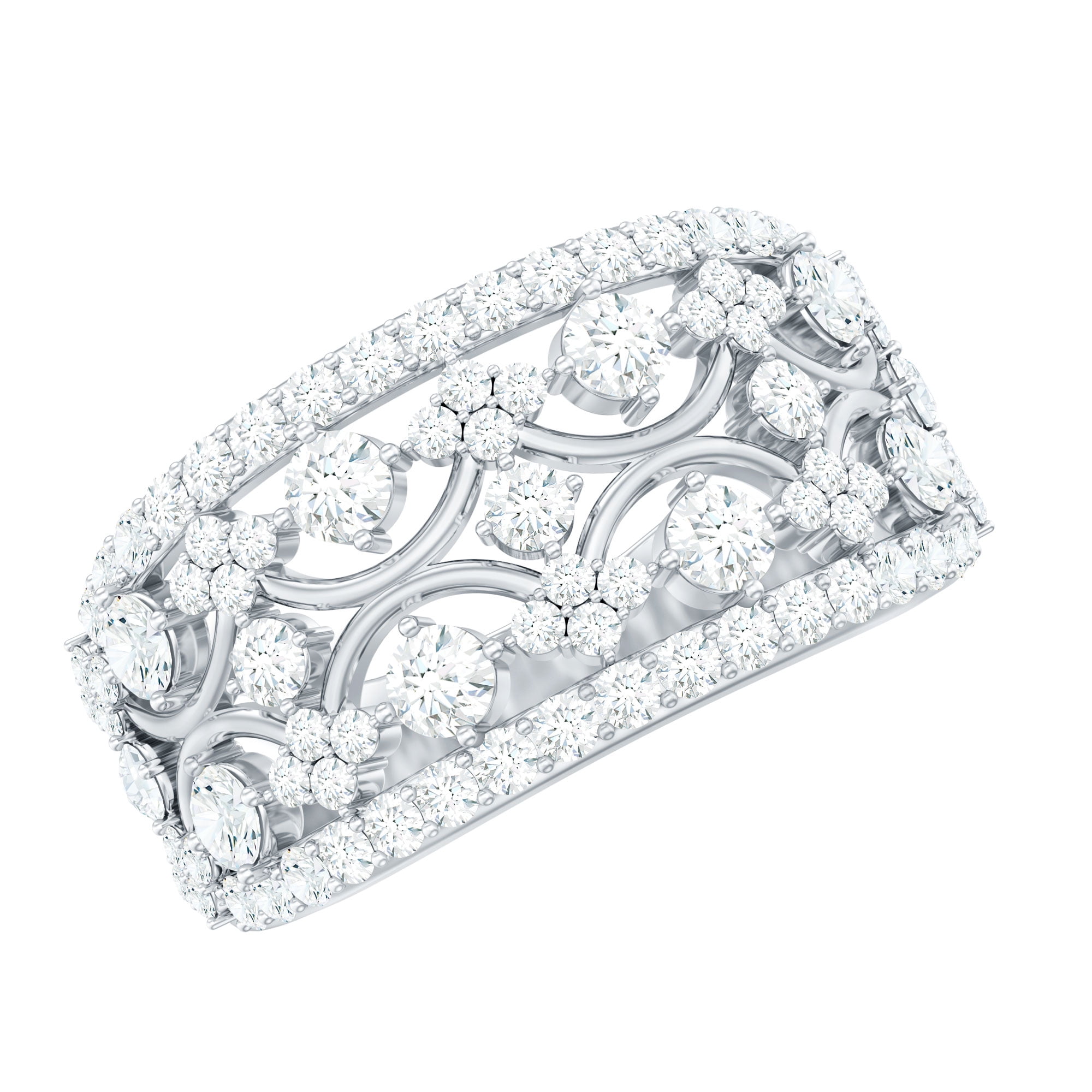 Double Band Moissanite Ring Sterling Silver Statement