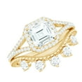 thumbnail image 1 of Rosec Jewels Moissanite Wedding Ring Set for Women - Vintage Inspired Engagement Ring with Curved Band - D-VS1 Quality, 10K Yellow Gold, US 9.00, 1 of 5