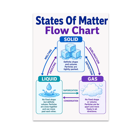 States of Matter Flow Chart - Science Enthusiast - 13x19 Poster Print