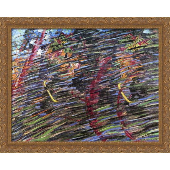 States of Mind II Those Who Go 36x28 Large Gold Ornate Wood Framed Canvas Art by Umberto Boccioni