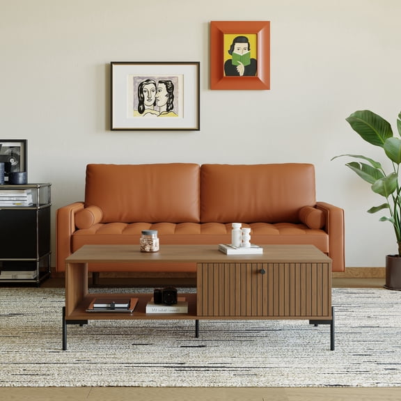 Stateside Vegan Leather Square Arm Sofa 70"