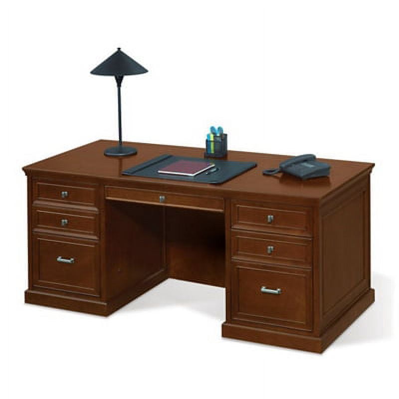 Chestnut Cherry Wood Executive Desk with Drawers and Filing Cabinet