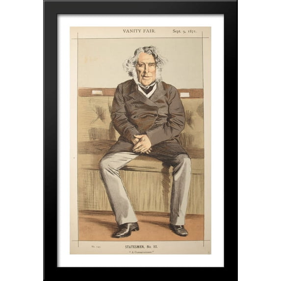 Statesmen No.920 Caricature of the Rt Hon Russell Gurney 26x40 Large Black Wood Framed Print Art by James Tissot